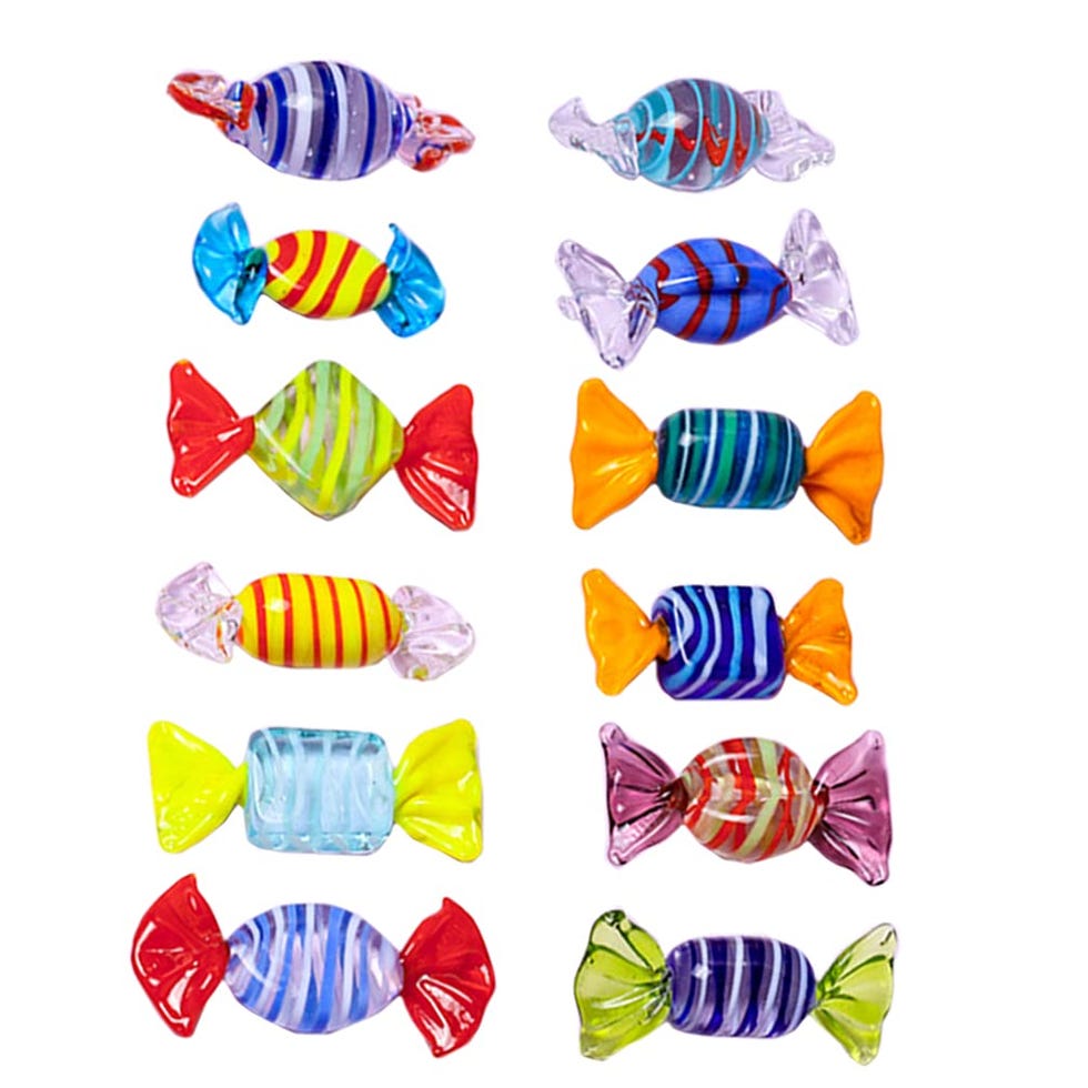 Glass candy decorations, set of 12