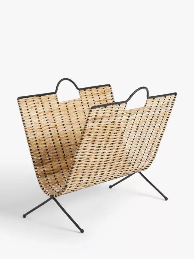 Metal and Rattan Magazine Rack