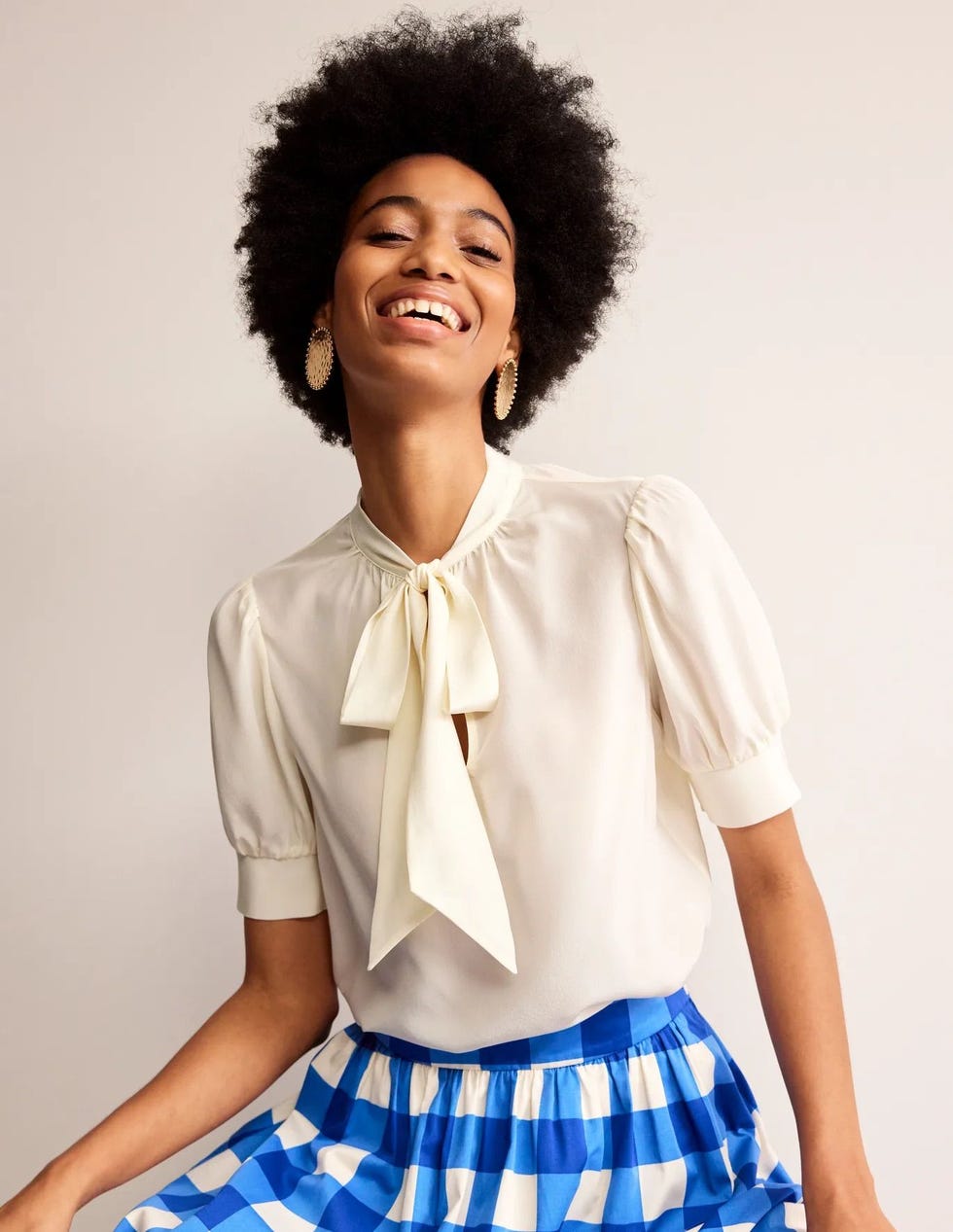 Pussy-Bow Silk Blouse