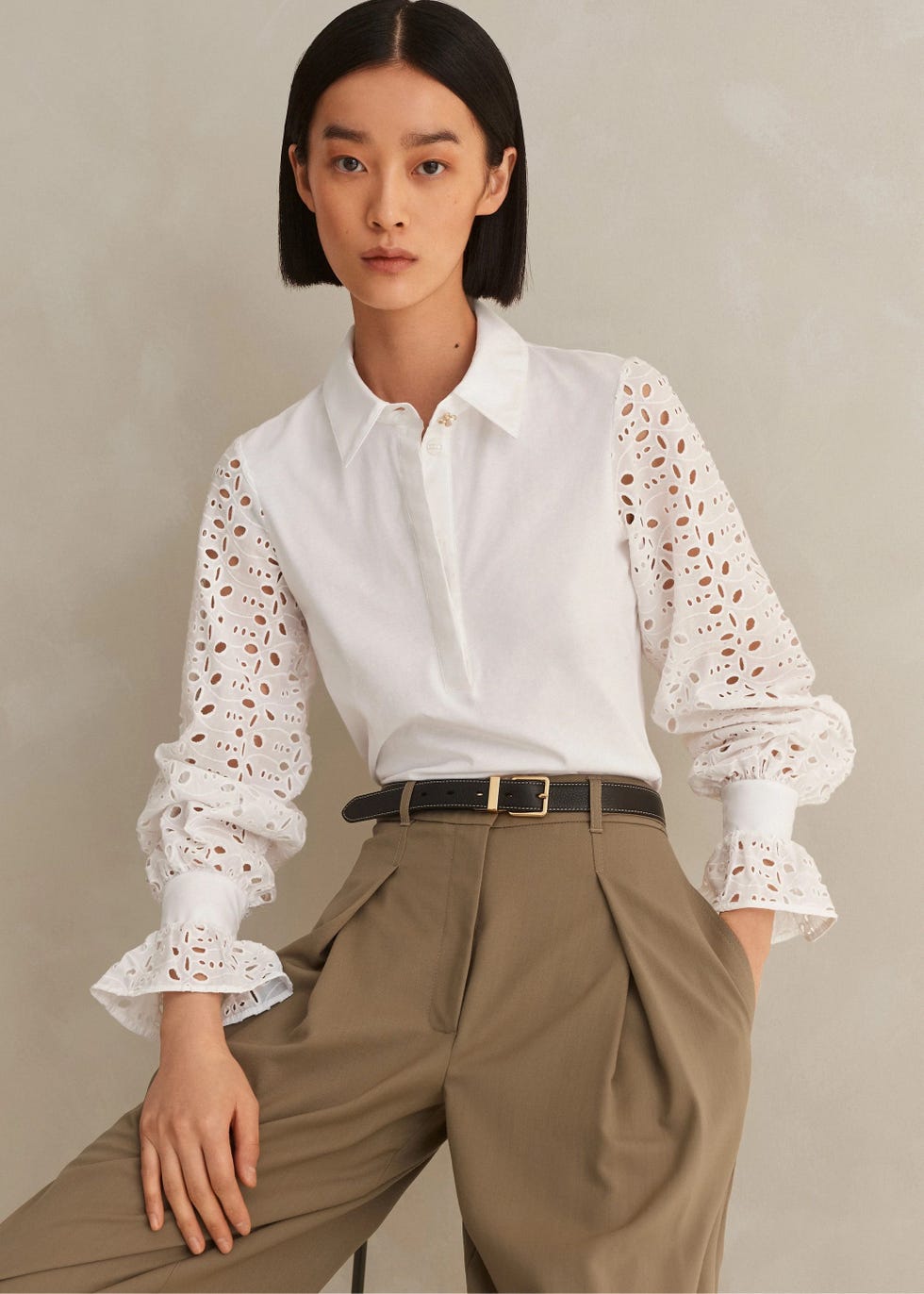 Cotton Broderie Layering Shirt