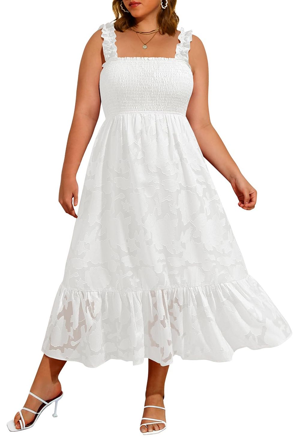 Plus-Size Summer Maxi White Dress