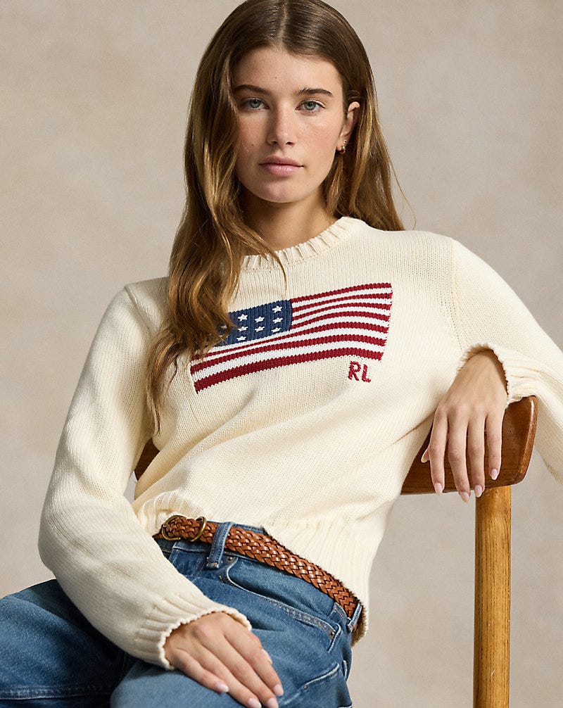 Flag Cotton Crewneck Sweater