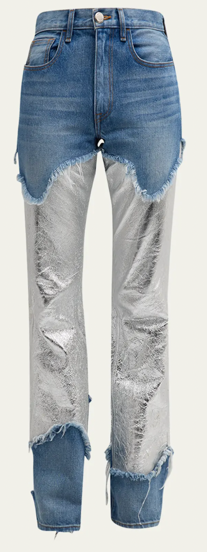 Metallic Leather Denim