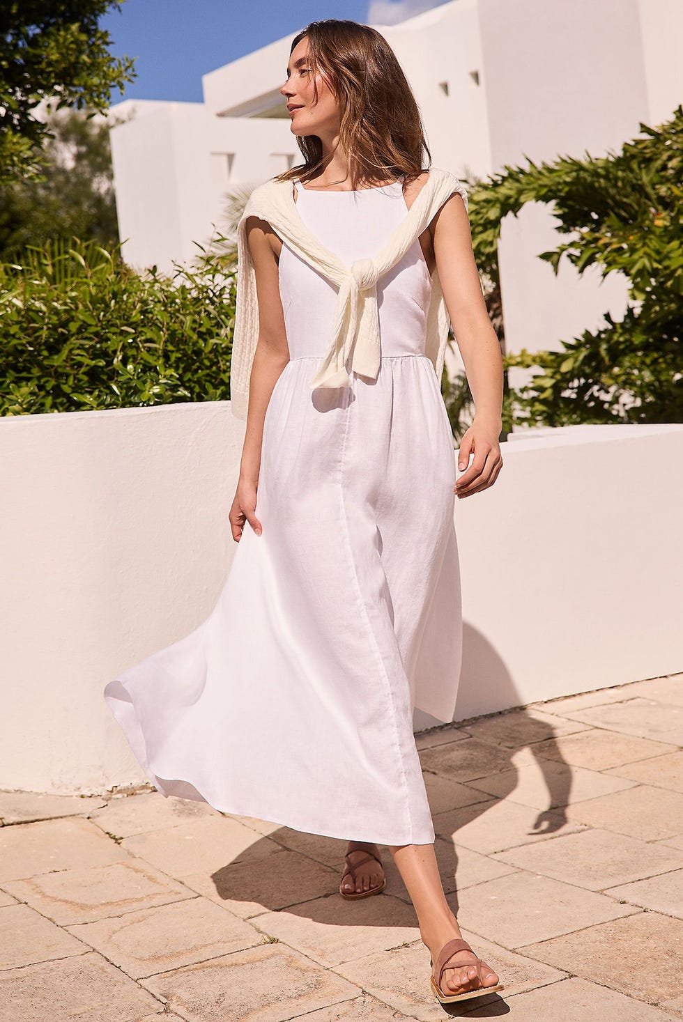 Women's Linen Sleeveless Midi Dress Women's Linen Sleeveless Midi Dress