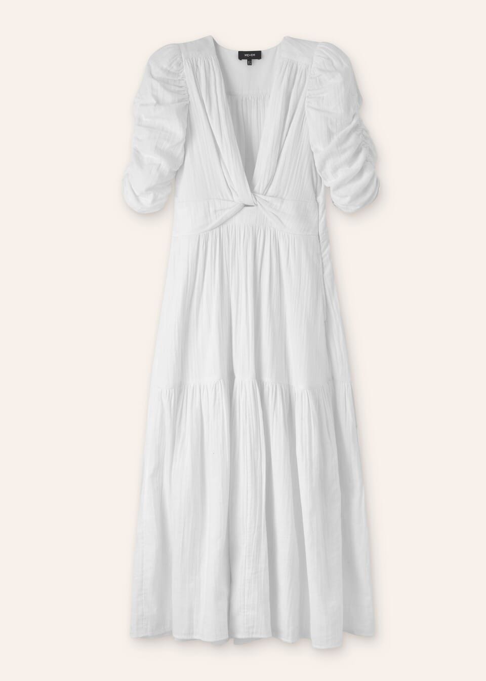 Cheesecloth Gathered Sleeve Maxi Dress