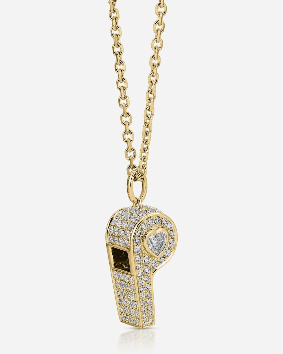 Pave Diamond Baby Whistle Necklace