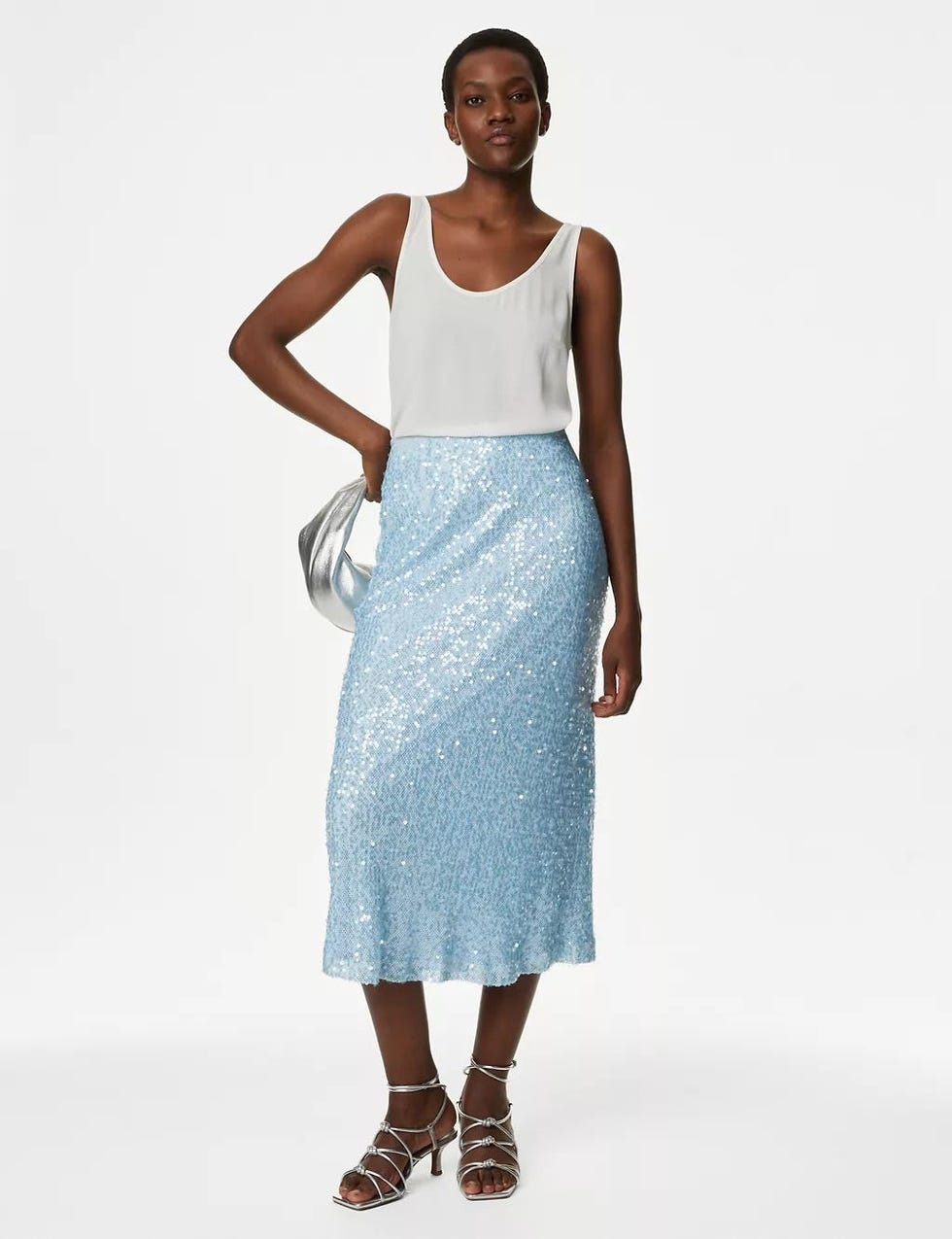 Sequin Maxi Slip Skirt