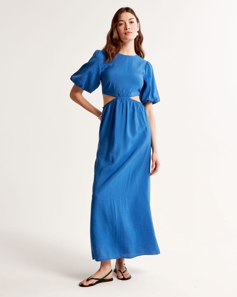 Short-sleeve cutout maxi dress