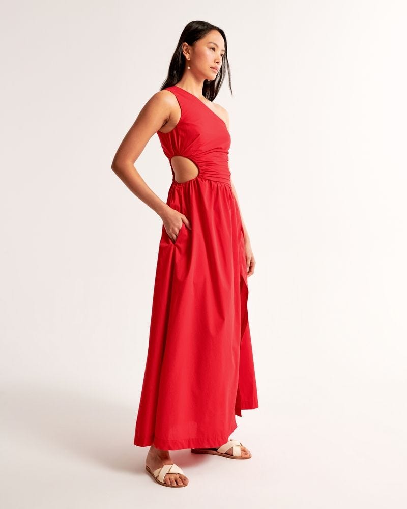 One-shoulder cutout maxi dress