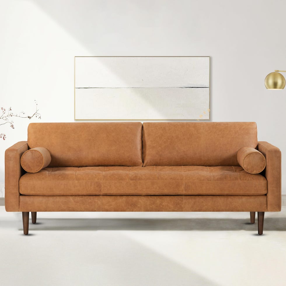 Napa 88.5" Mid Century Leather Sofa