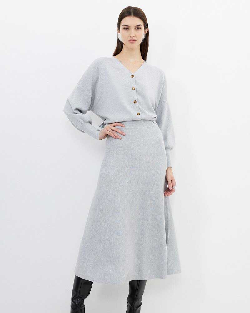 Premium Wool Knit Midaxi Skirt