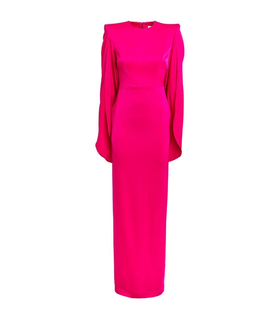 Satin Crepe Cape-Detail Gown