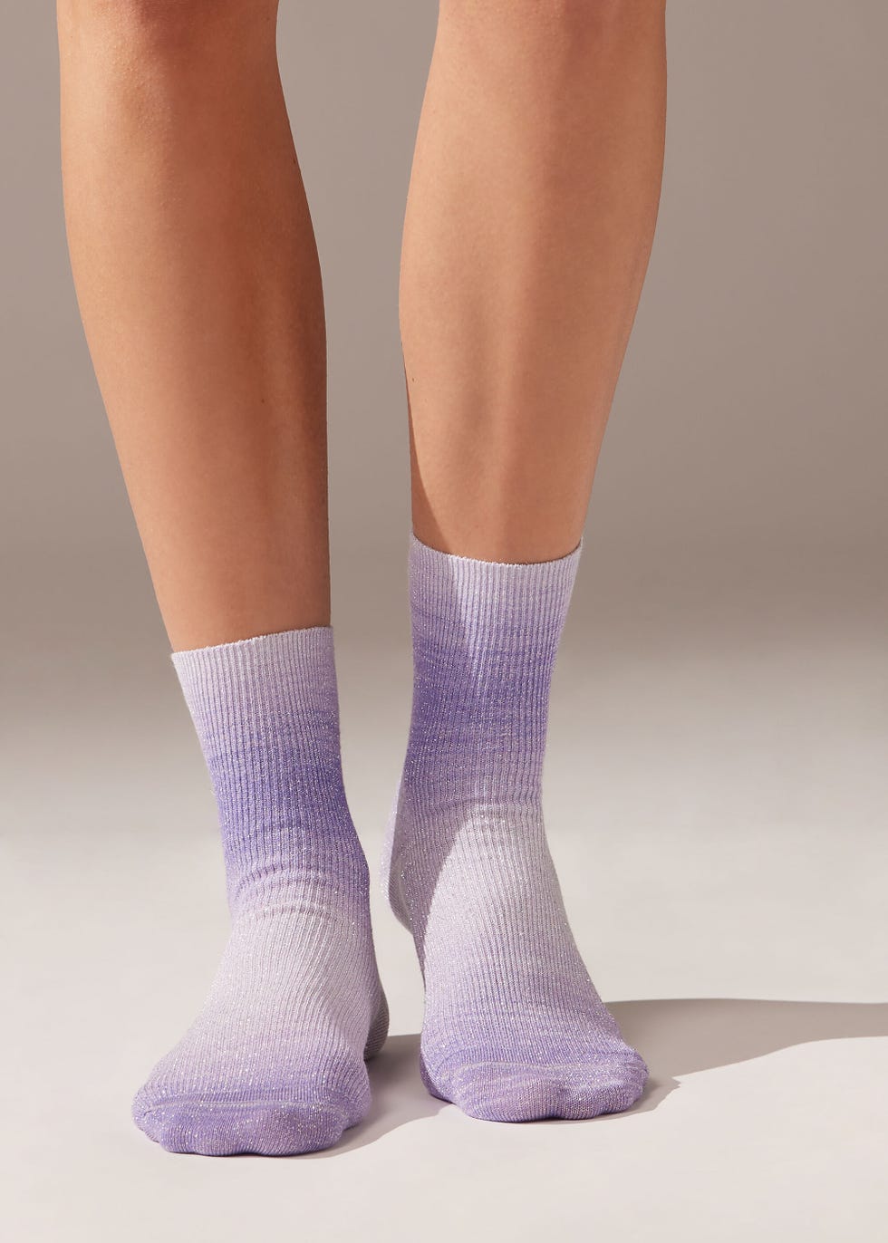 Calcetines cortos con rayas degradados y purpurina