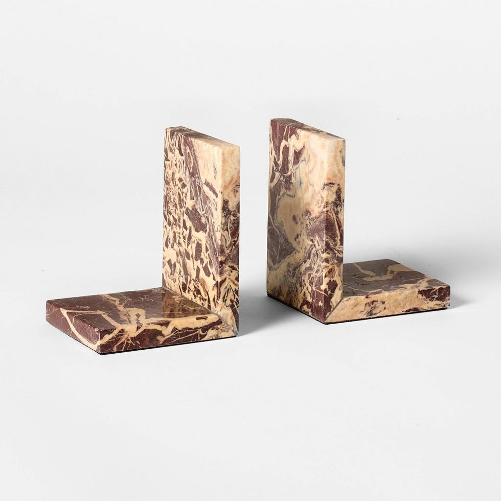 Set of 2 Red Levento Marble Bookends