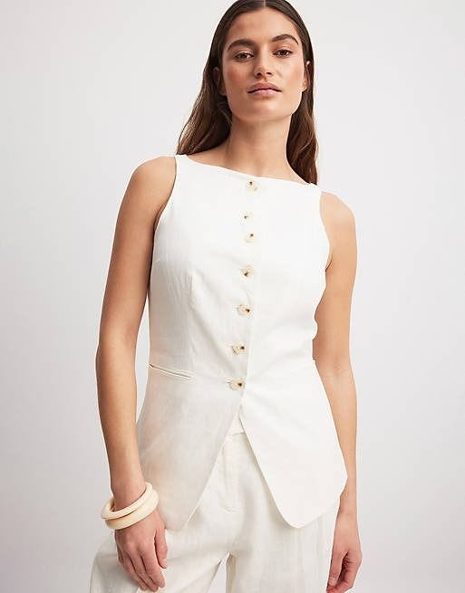 Co-Ord High Neck Linen Waistcoat