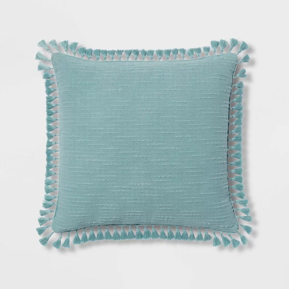 Euro Textured Slub Tassel Decorative Throw Pillow