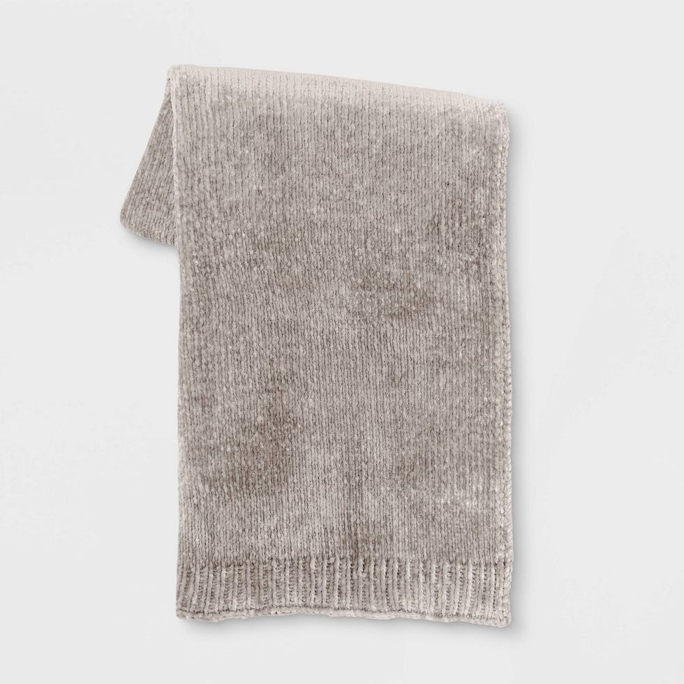 Shiny Chenille Throw Blanket Neutral