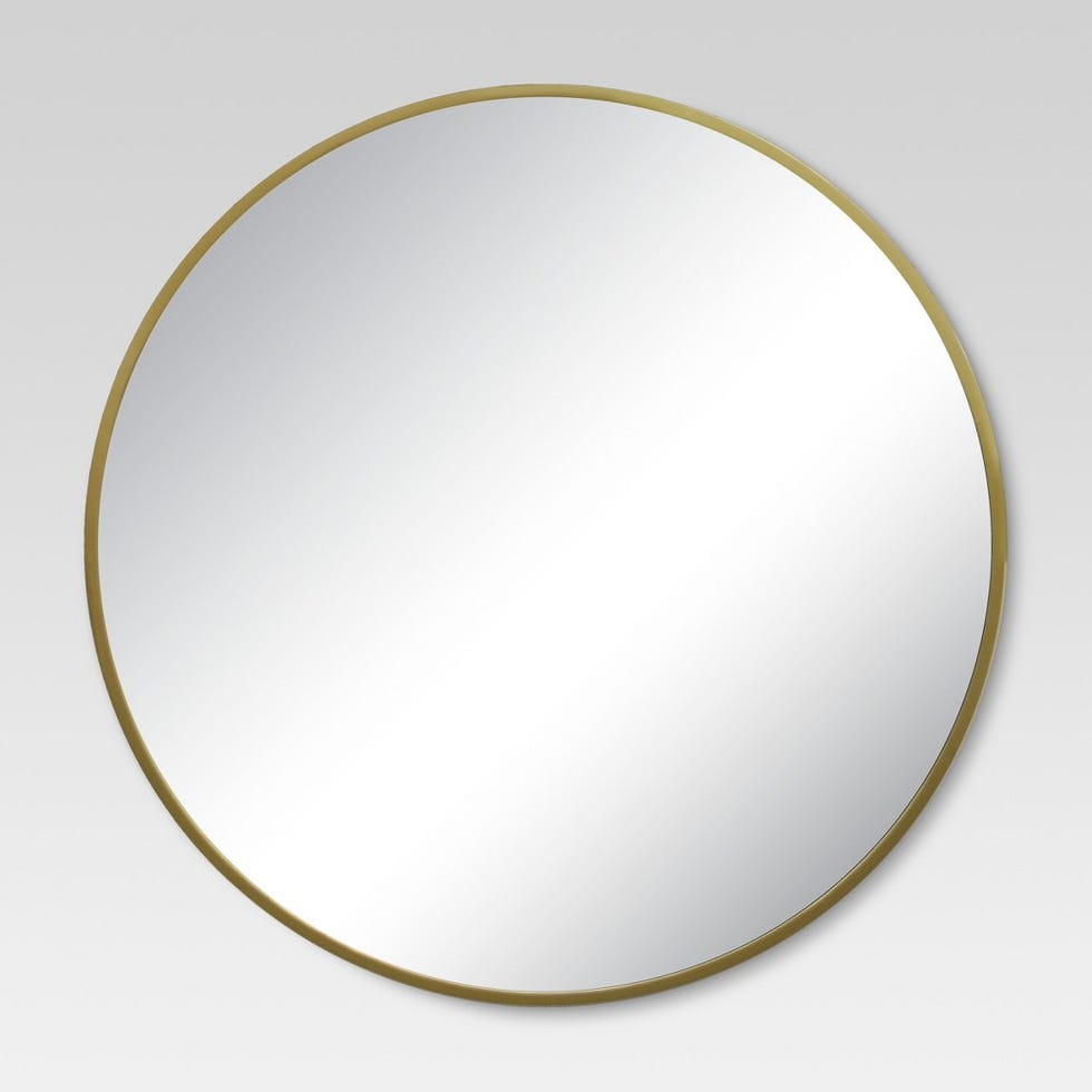 28" Round Decorative Wall Mirror Brass