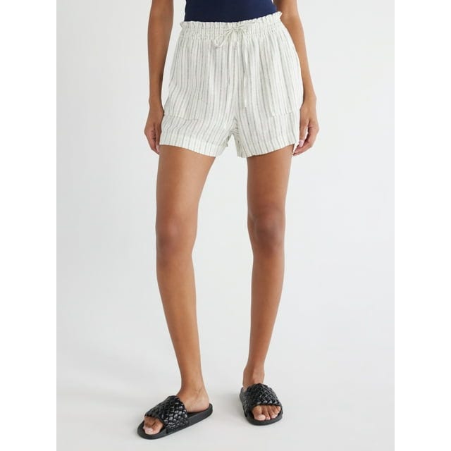 Linen Blend Shorts with Smocked Waist