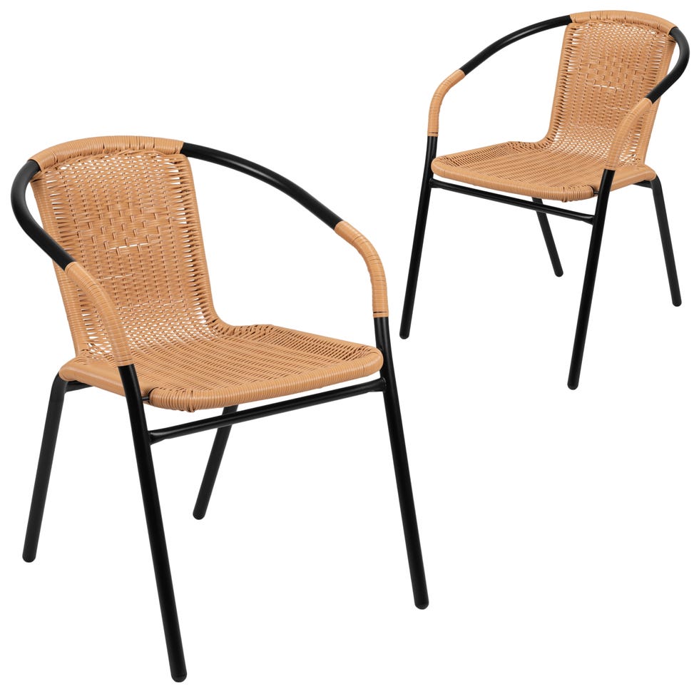 Rattan Indoor-Outdoor Stack Chairs, Set of 2