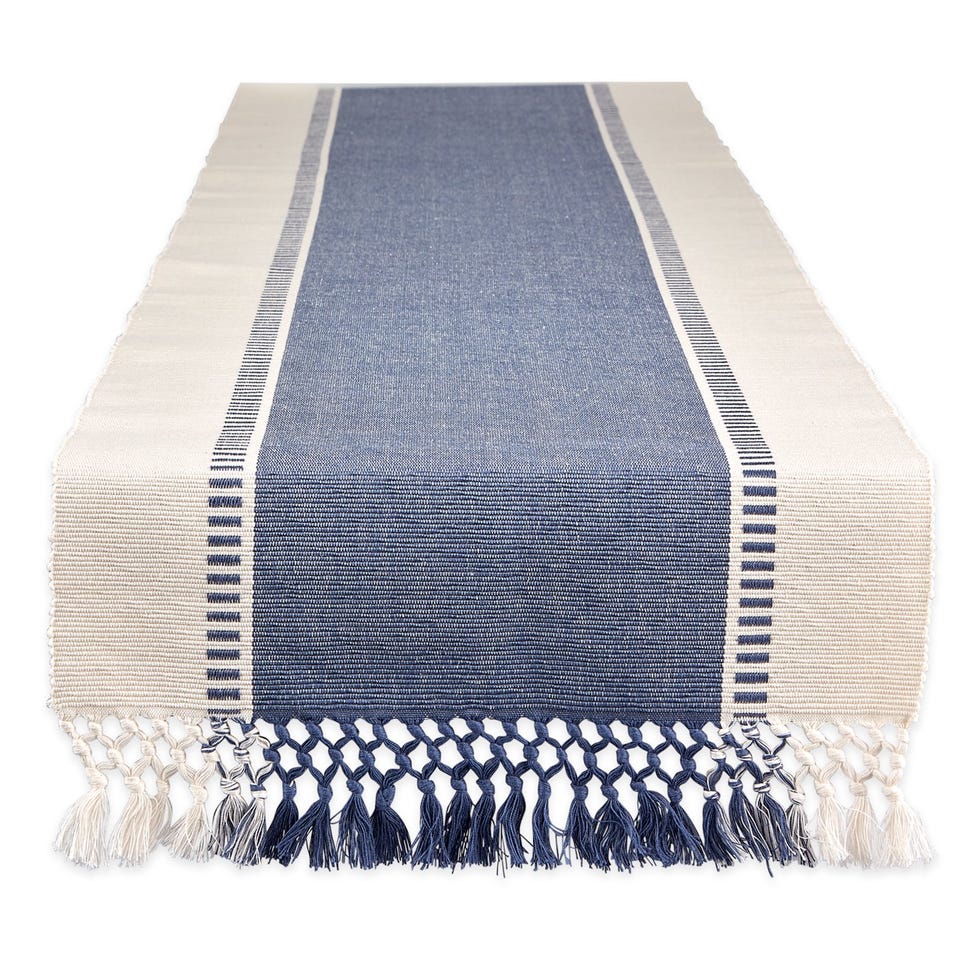 French Blue Dobby Stripe Table Runner