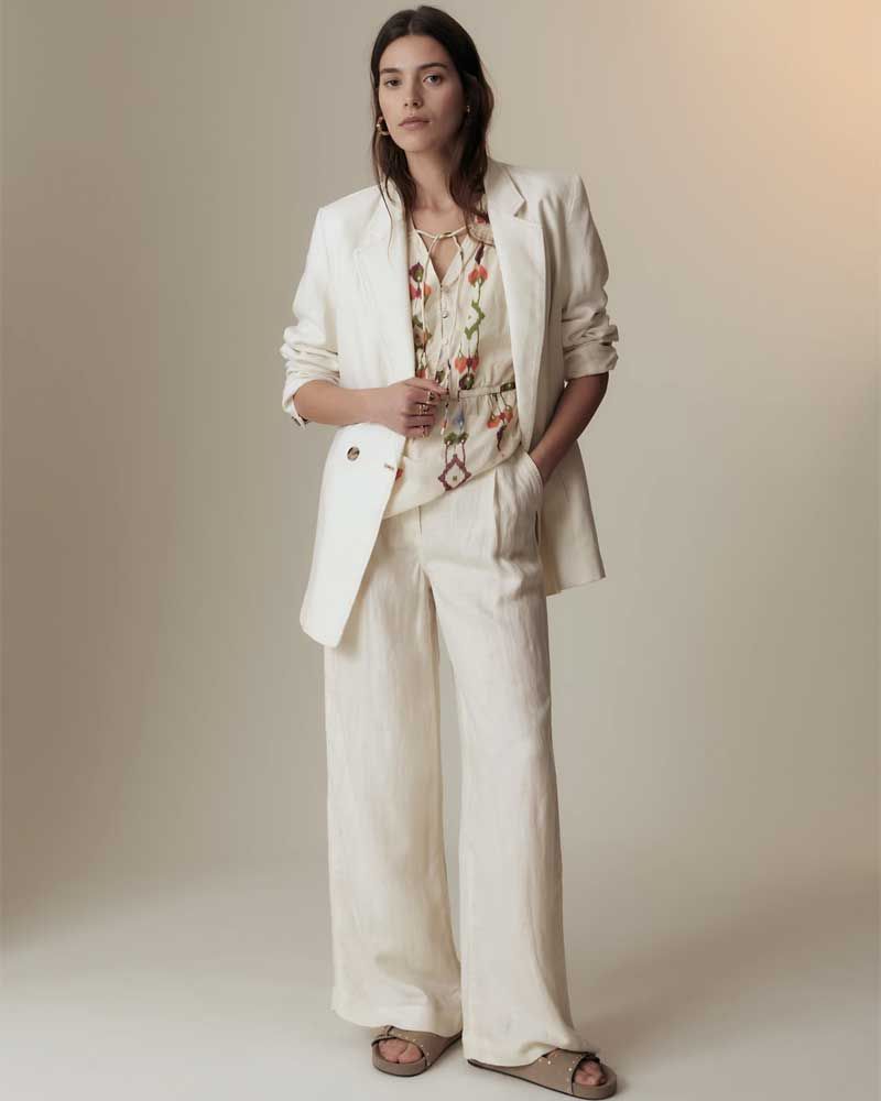 Per Una Linen Blend Herringbone Trousers