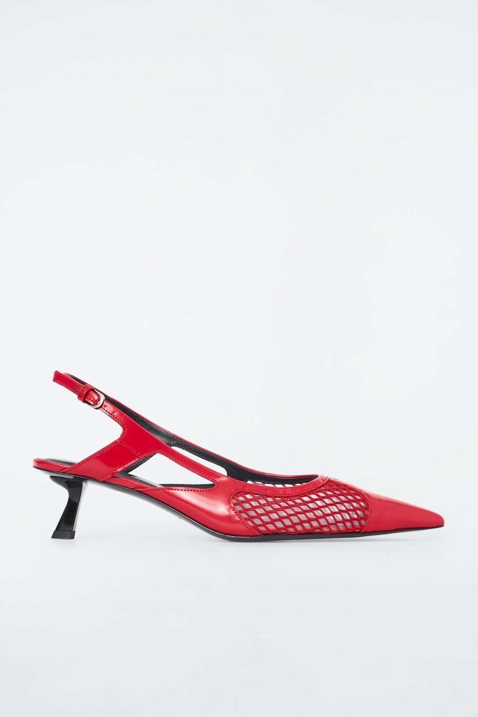 Pointed mesh slingback kitten heel