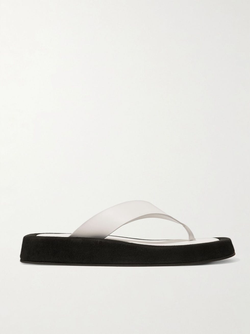 Two-tone leather and suede platform flip-flops in Ginza