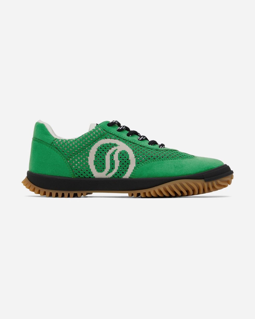 Green S-Wave Sport Mesh Paneled Sneakers