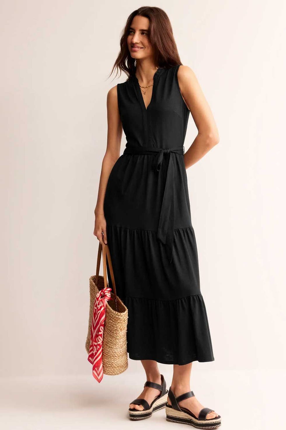 Naomi Notch Jersey Maxi Dress