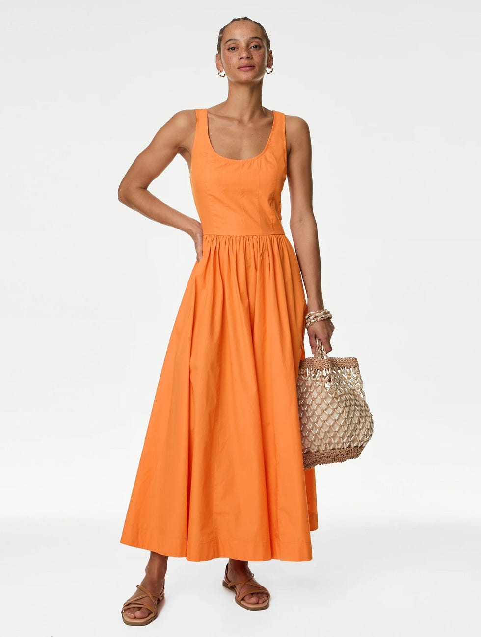 Pure Cotton Midi Cami Shift Dress
