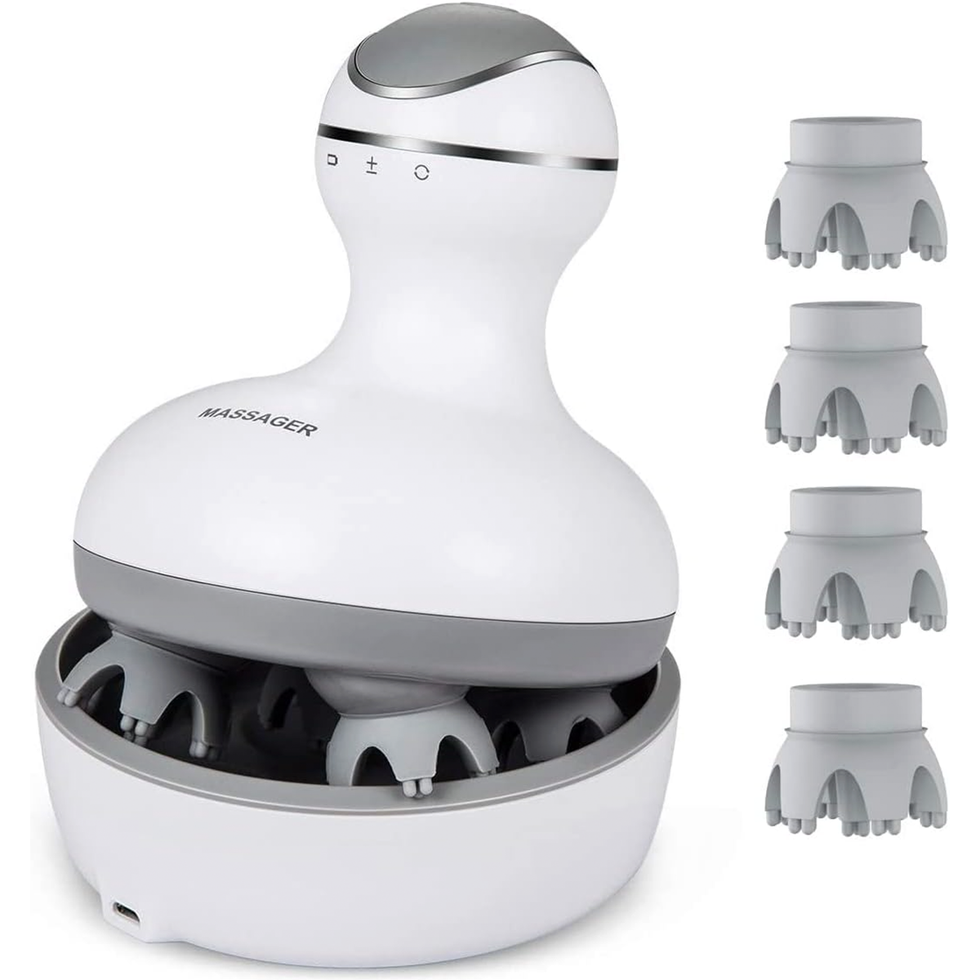 Scalp massager with 4 interchangeable heads