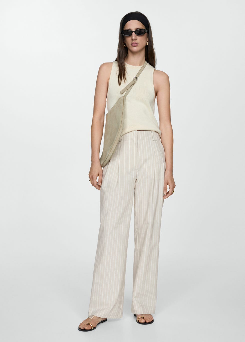 Straight striped trousers