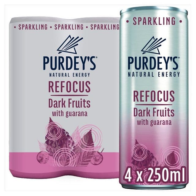 Natural Energy Refocus Dark Fruits, 4 x 250ml