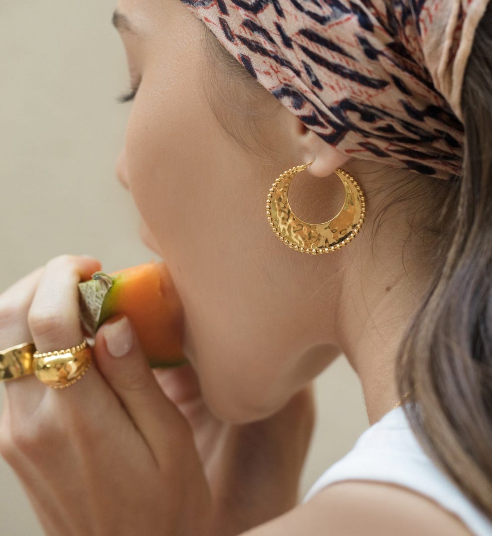Deia Beaded Large Hoop Earrings