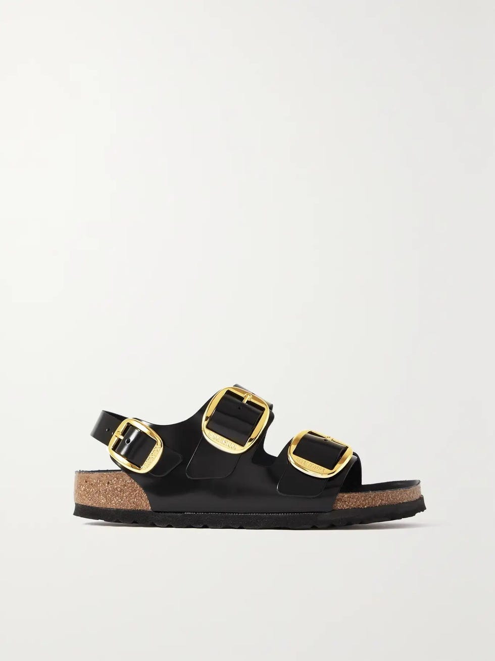 Milano glossed-leather slingback sandals