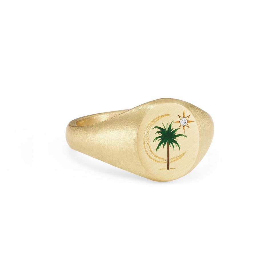 Palm and moon ring