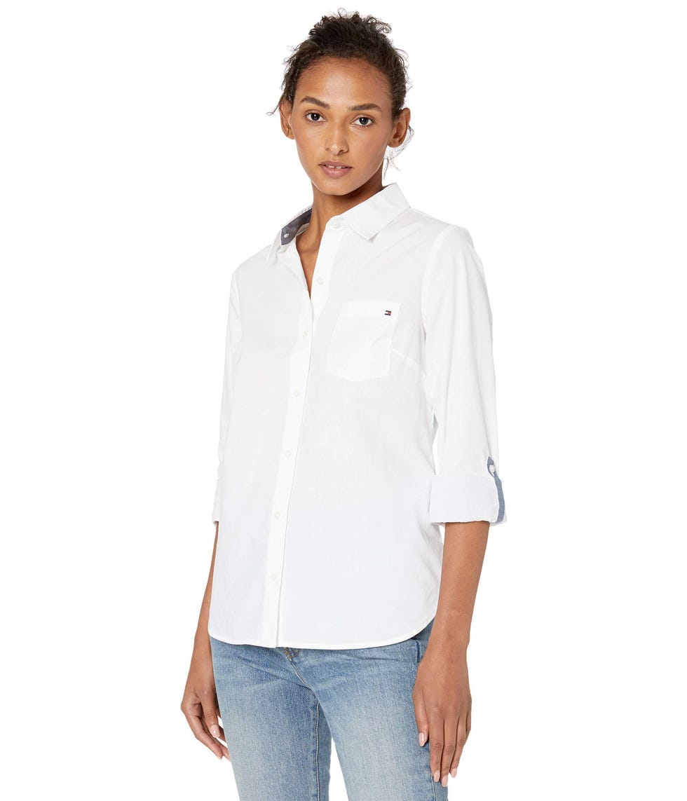 Solid Button Collared Shirt with Adjustable Sleeves