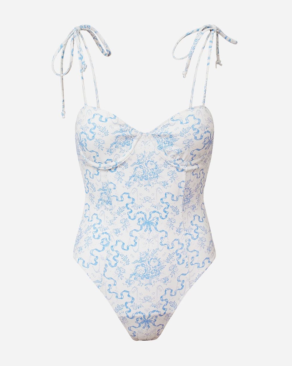 Chamomile Bow Print One Piece Swimsuit