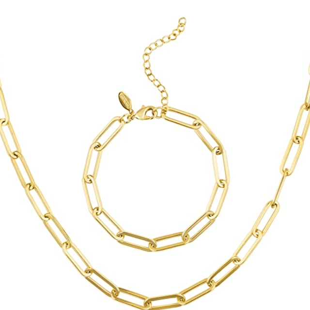 Paperclip Chain Necklace & Bracelet Set