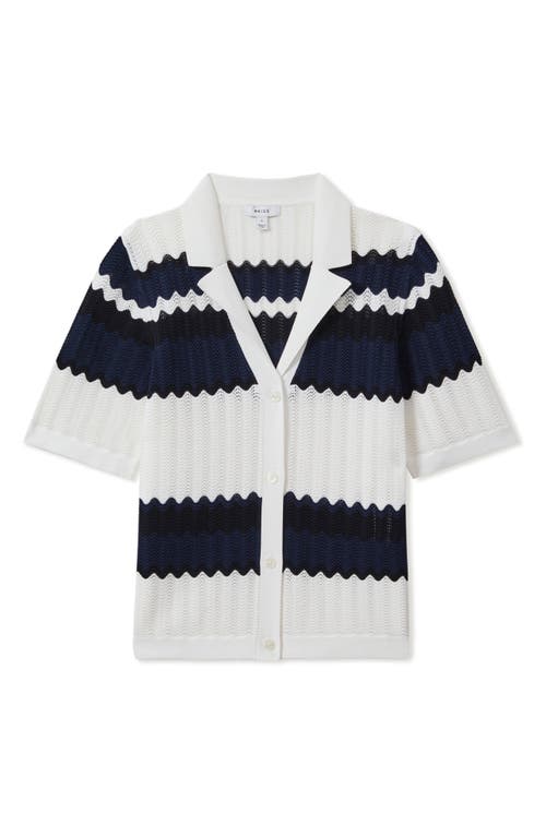 Alba Stripe Button-Up Polo Sweater
