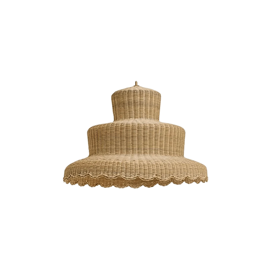 Tiered rattan lampshade
