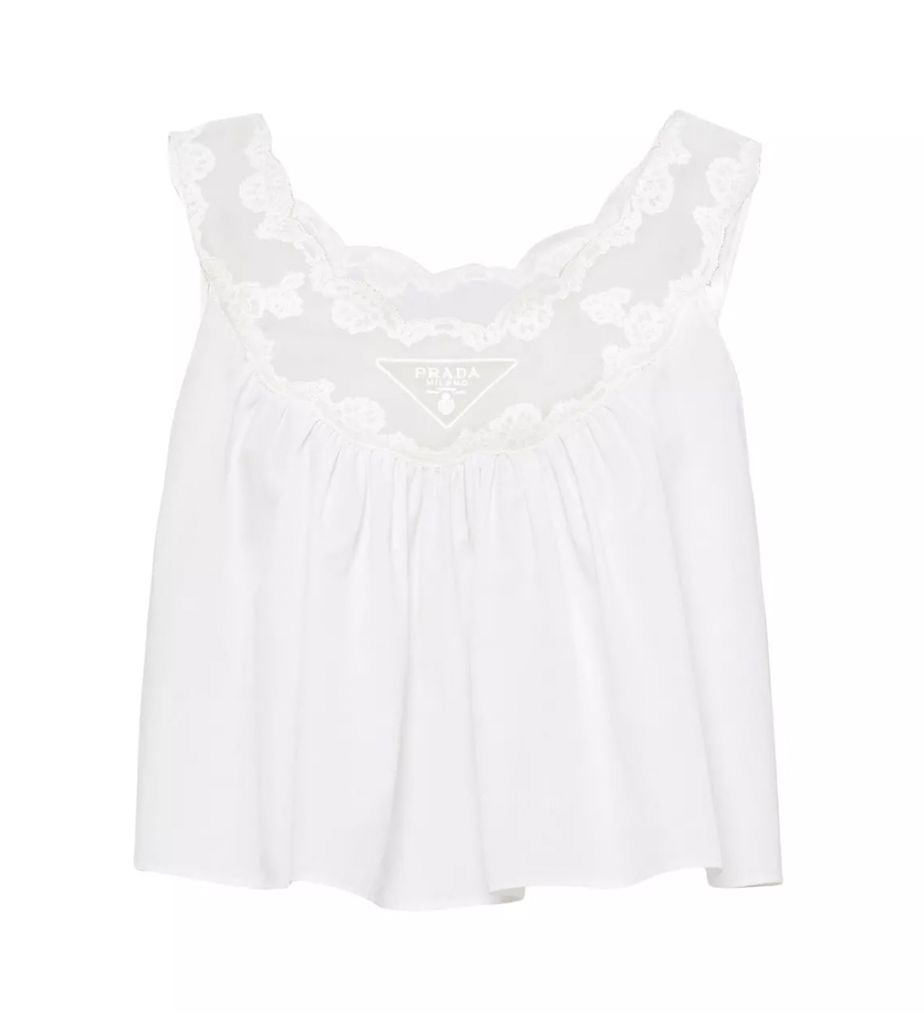 Women's Lace And Poplin Top