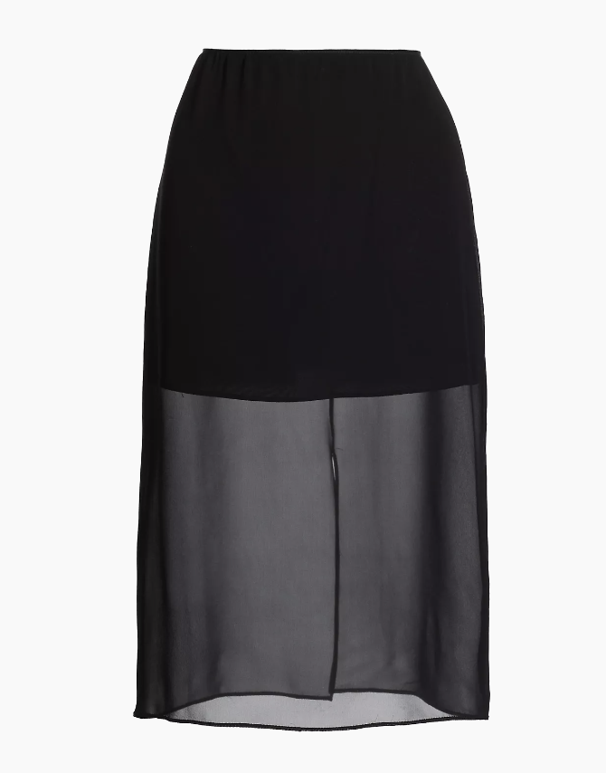 Sheer Silk-Blend Pencil Skirt