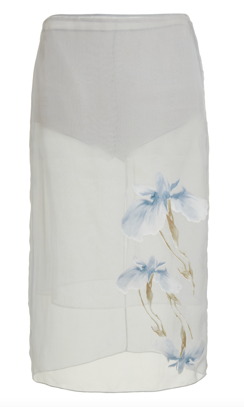 Floral Print Chiffon Overlay Skirt