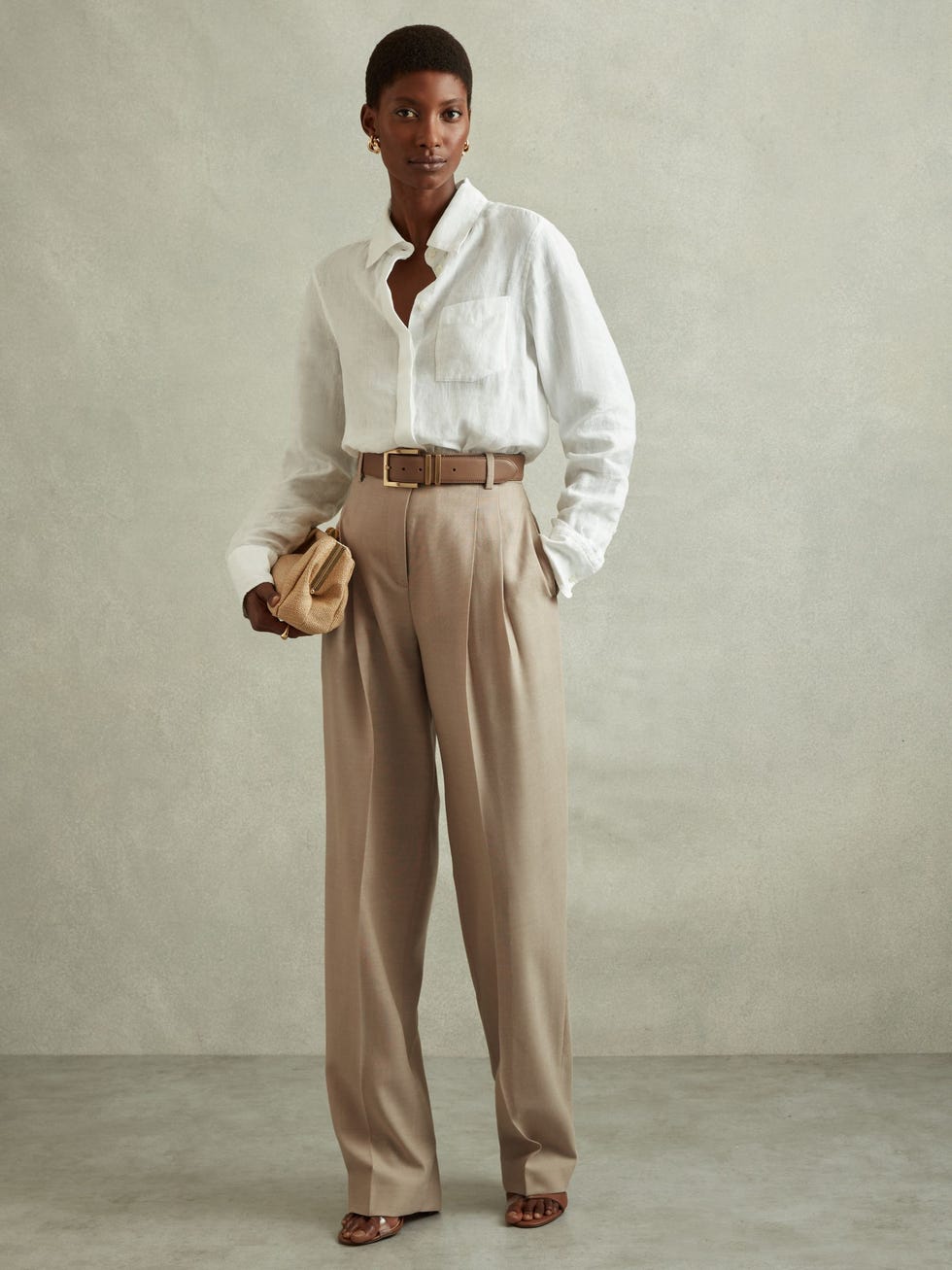 Sadie Wool Pleat Front Wide Leg Suit Trousers