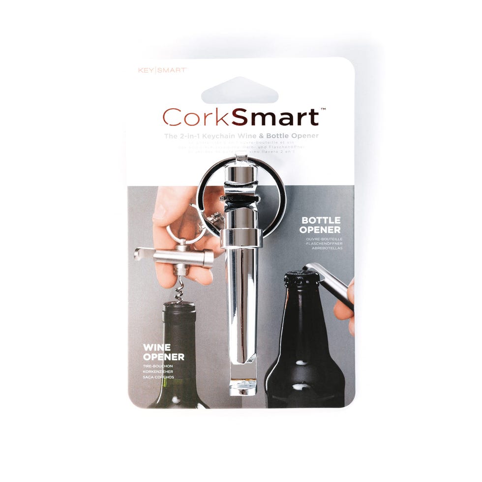 KeySmart CorkSmart - 2-in-1 Keychain Wine Opener and Bottle Opener
