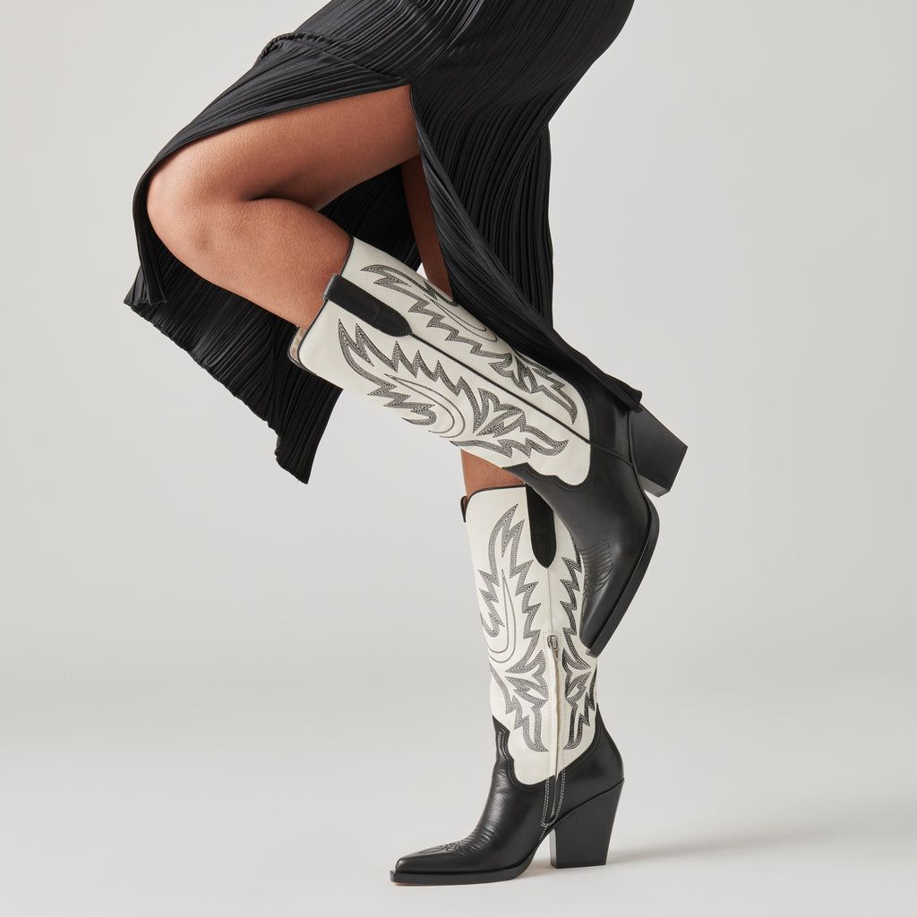 Black and white western boots best sale