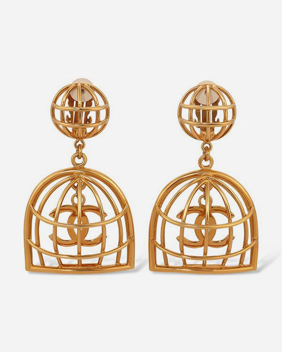 Caged CC Logo Drop Earrings