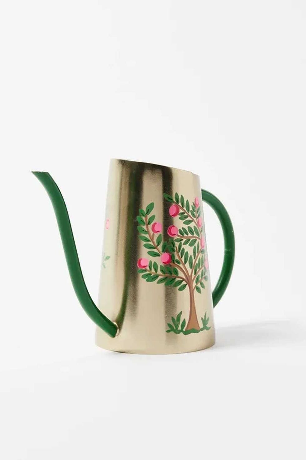 Painted Tree Gold Metal Watering Can